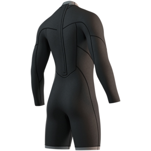 2026 Mystic Mens Brand 3/2mm Long Arm Back Zip Flatlock Shorty Wetsuit 35000.250034 - Black